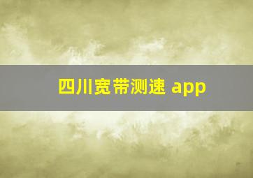 四川宽带测速 app